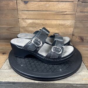 Dansko Womens Sz 6.5-7 US Sophie Sandal Slides Speckled Snake Print Black EUR 37